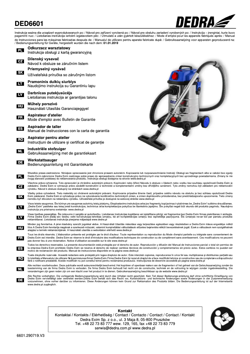Page n°1 - Manuel utilisateur DEDRA DED6601