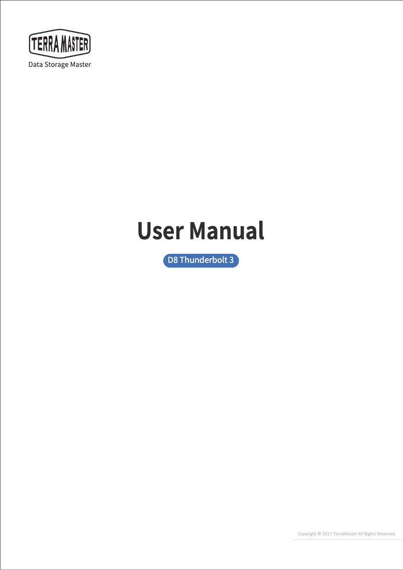 Page 1 de la notice Manuel utilisateur TerraMaster D8 Thunderbolt 3