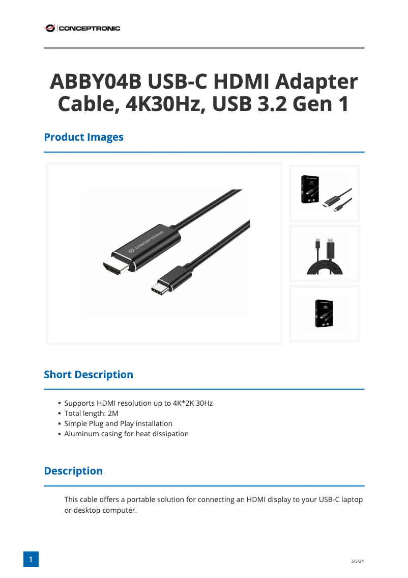 Page 1 de la notice Manuel utilisateur Conceptronic ABBY04B