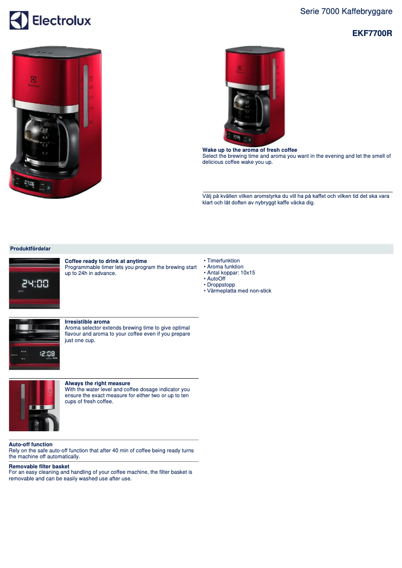 Page n°1 - Fiche technique Electrolux EKF7700R