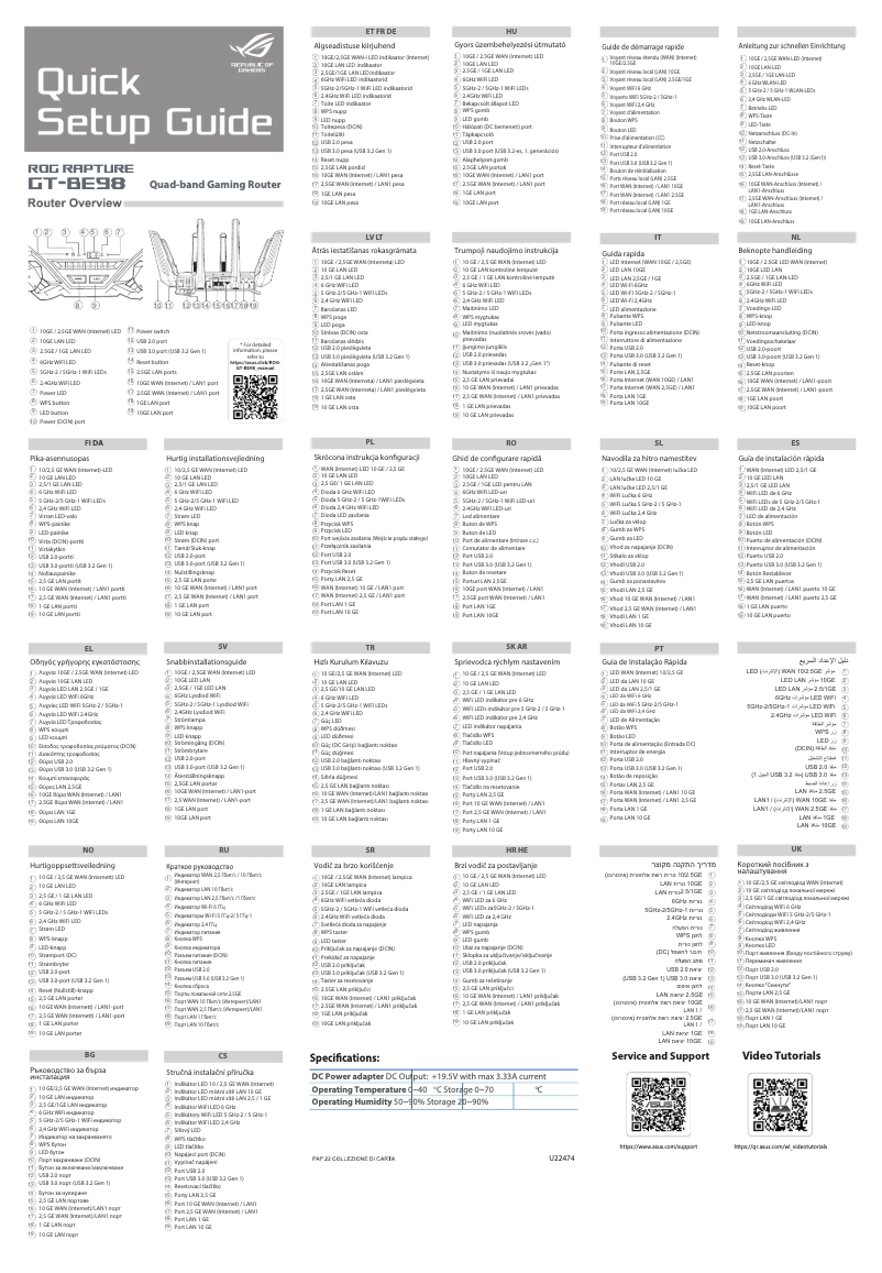 Page 1 de la notice Manuel utilisateur Asus ROG Rapture GT-BE98 Pro