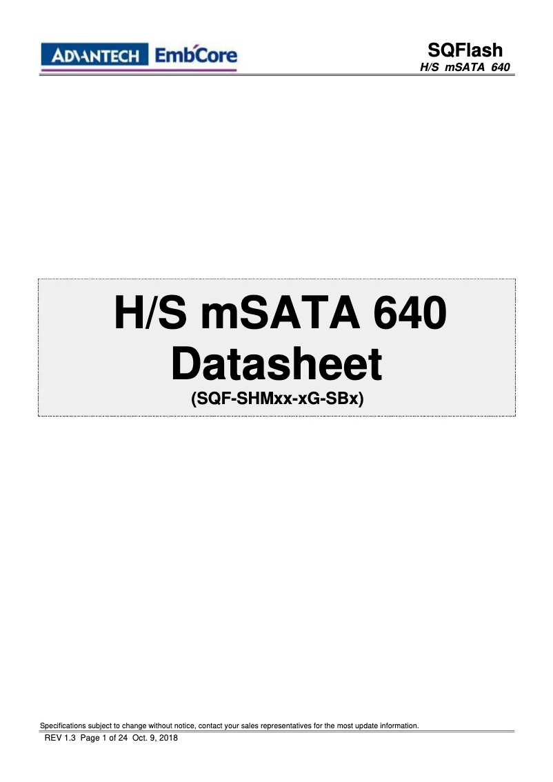 Image de la première page du manuel de l'appareil SQF-SHM 640