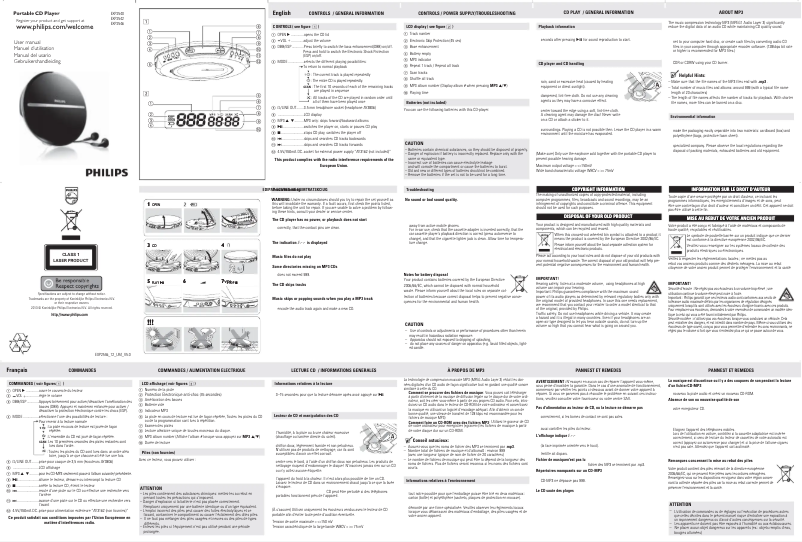 Page 1 de la notice Manuel utilisateur Philips EXP2542
