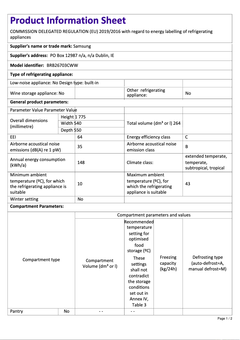 Image de la première page du manuel de l'appareil BRB26703CWW