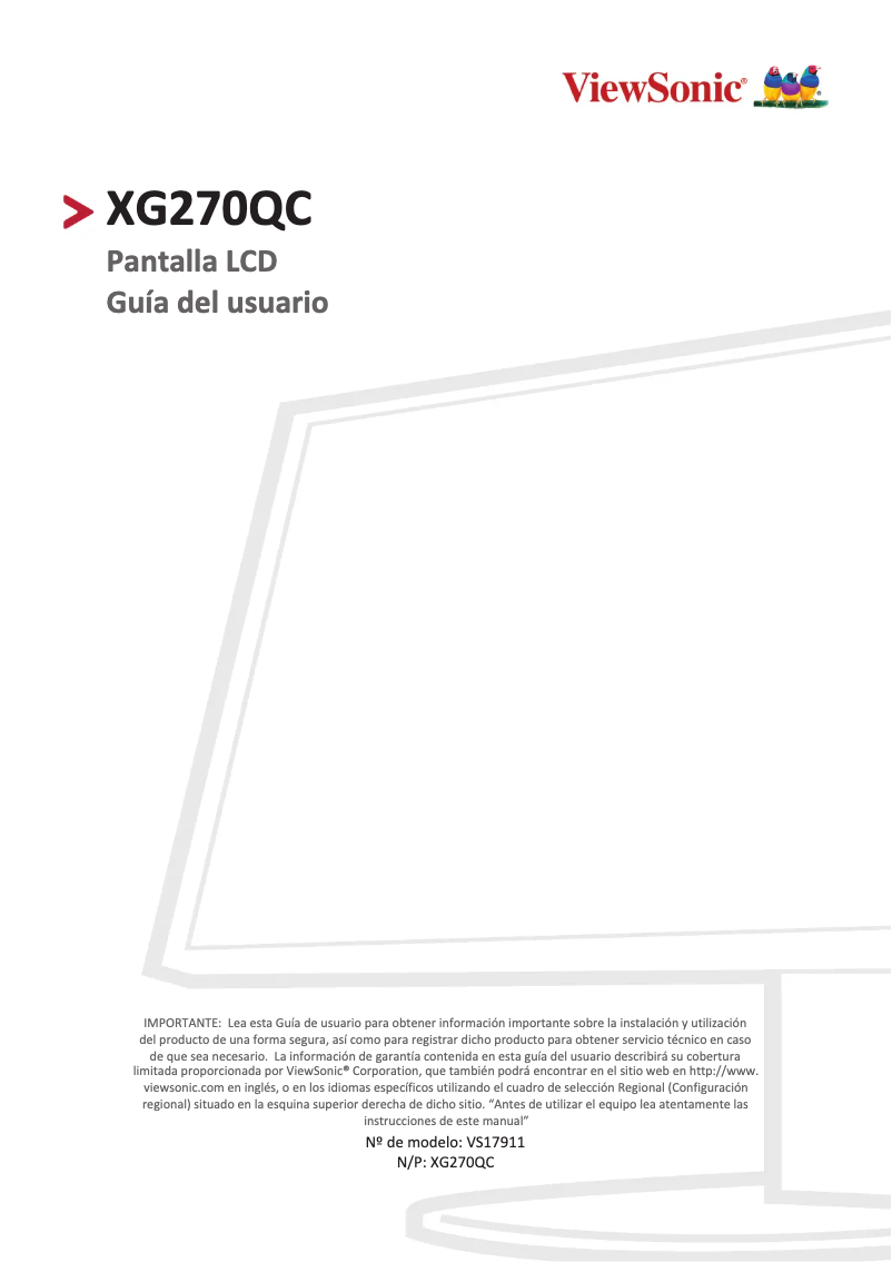 Page 1 de la notice Manuel utilisateur Viewsonic XG270QC