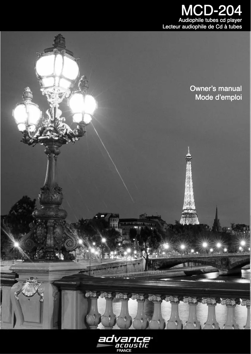 Page 1 de la notice Manuel utilisateur Advance Acoustic MCD 204