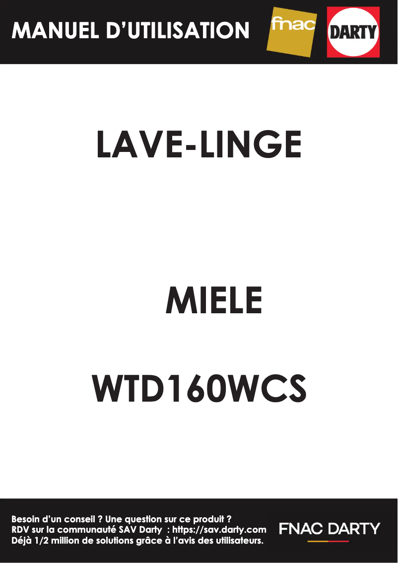 Page n°1 - Manuel utilisateur Miele WTD 160 WCS