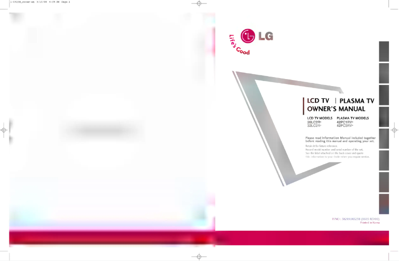 Page 1 de la notice Manuel utilisateur LG 32LC2RH