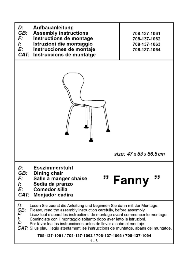 Image de la première page du manuel de l'appareil Fanny
