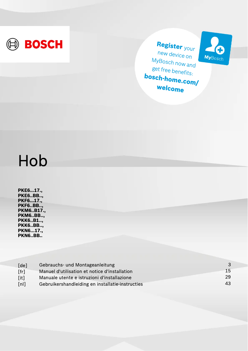 Página 1 del manual Manual de usuario Bosch PKF645BB2E