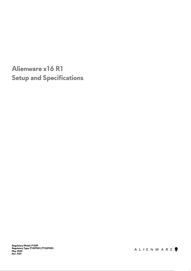 Page 1 de la notice Guide d'installation Alienware x16 R1