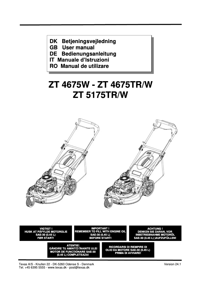 Page 1 de la notice Manuel utilisateur Texas ZT 4675TR/W