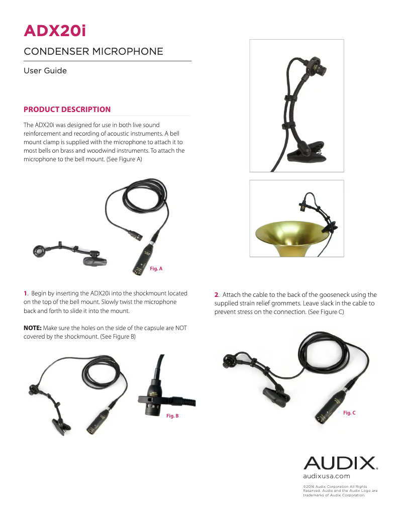Page 1 de la notice Manuel utilisateur Audix ADX20i