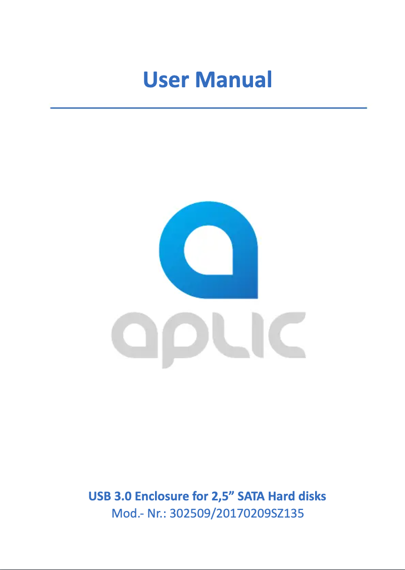 Page n°1 - Manuel utilisateur Aplic 302509