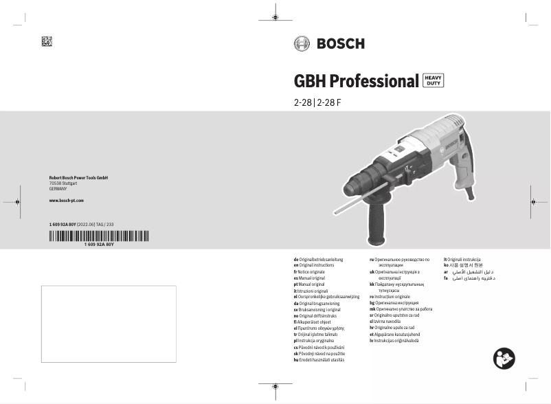 Page 1 de la notice Manuel utilisateur Bosch GBH 2-28 F