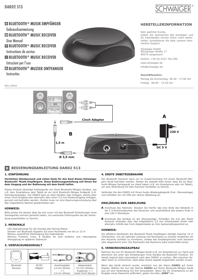 Página 1 del manual Manual de usuario Schwaiger DAR02 513