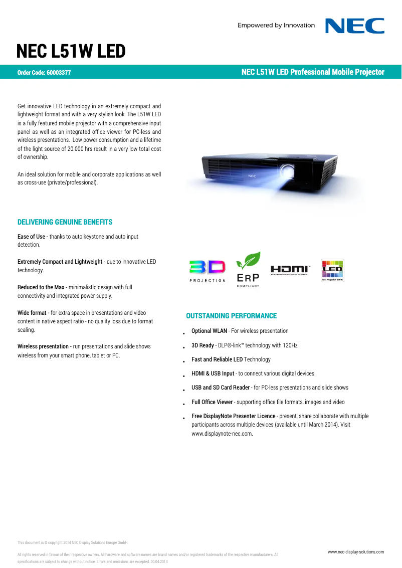 Image de la première page du manuel de l'appareil L51W