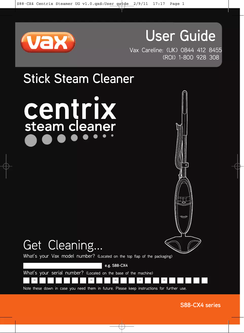 Página 1 del manual Manual de usuario Vax Centrix S88-CX4