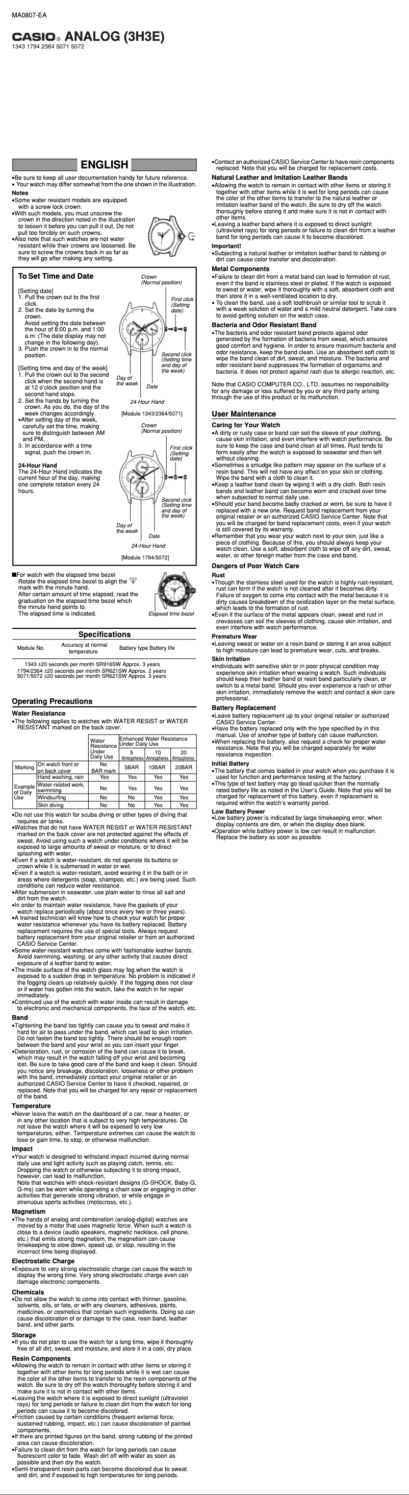 Page n°1 - Manuel utilisateur Casio MTD-1064D-1AVEF
