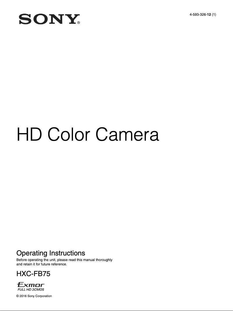 Página 1 del manual Manual de usuario Sony HXC-FB75KC