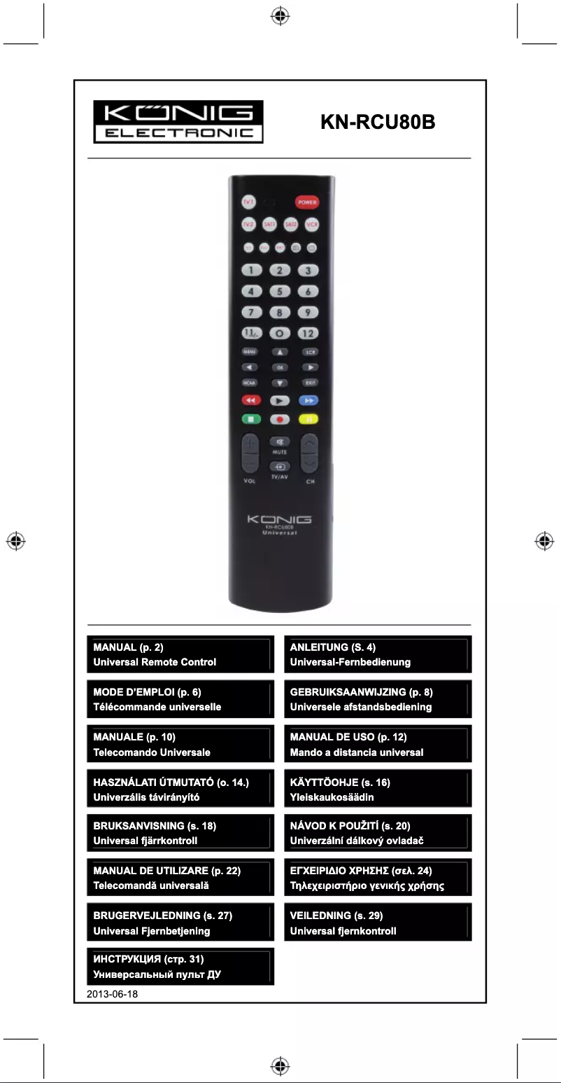 Image de la première page du manuel de l'appareil KN-RCU80B