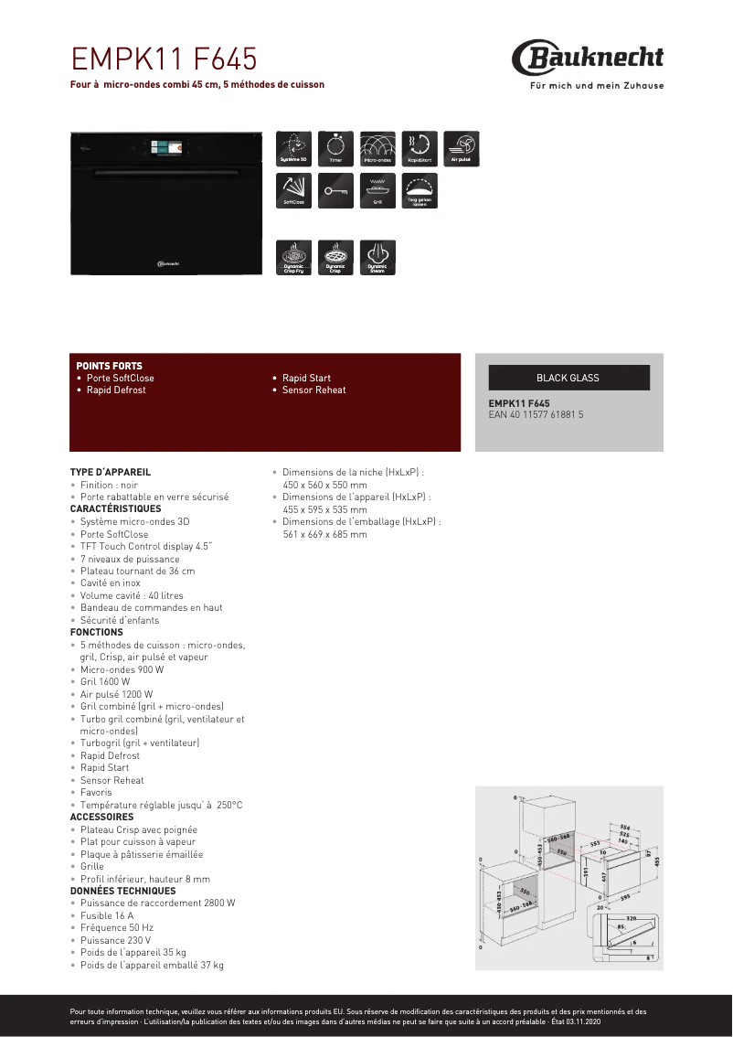 Image de la première page du manuel de l'appareil EMPK11 F645