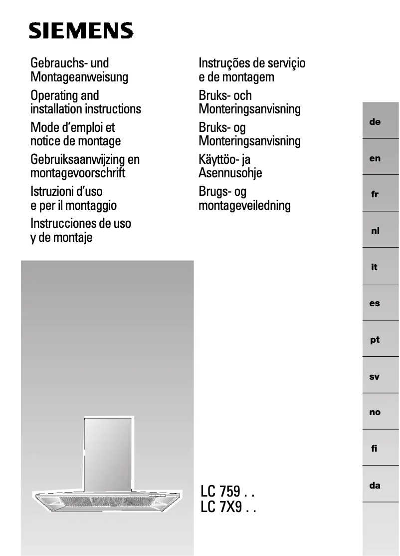 Page 1 de la notice Manuel utilisateur Siemens LC75955