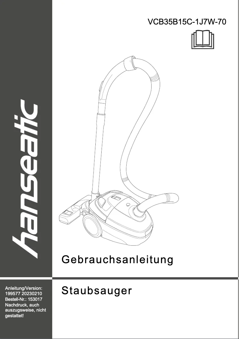 Página 1 del manual Manual de usuario Hanseatic VCB35B15C-1J7W-70