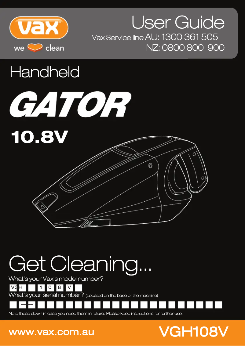 Image de la première page du manuel de l'appareil Gator 10.8V VGH108V