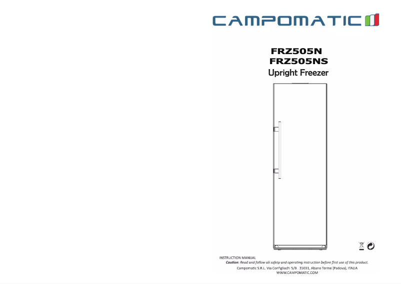 Image de la première page du manuel de l'appareil FRZ505NS