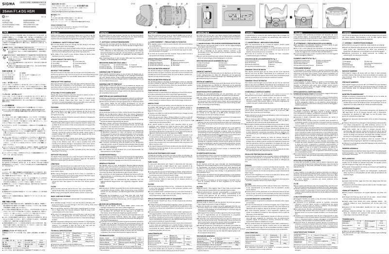 Page 1 de la notice Manuel utilisateur Sigma Art 35mm F1.4 DG HSM