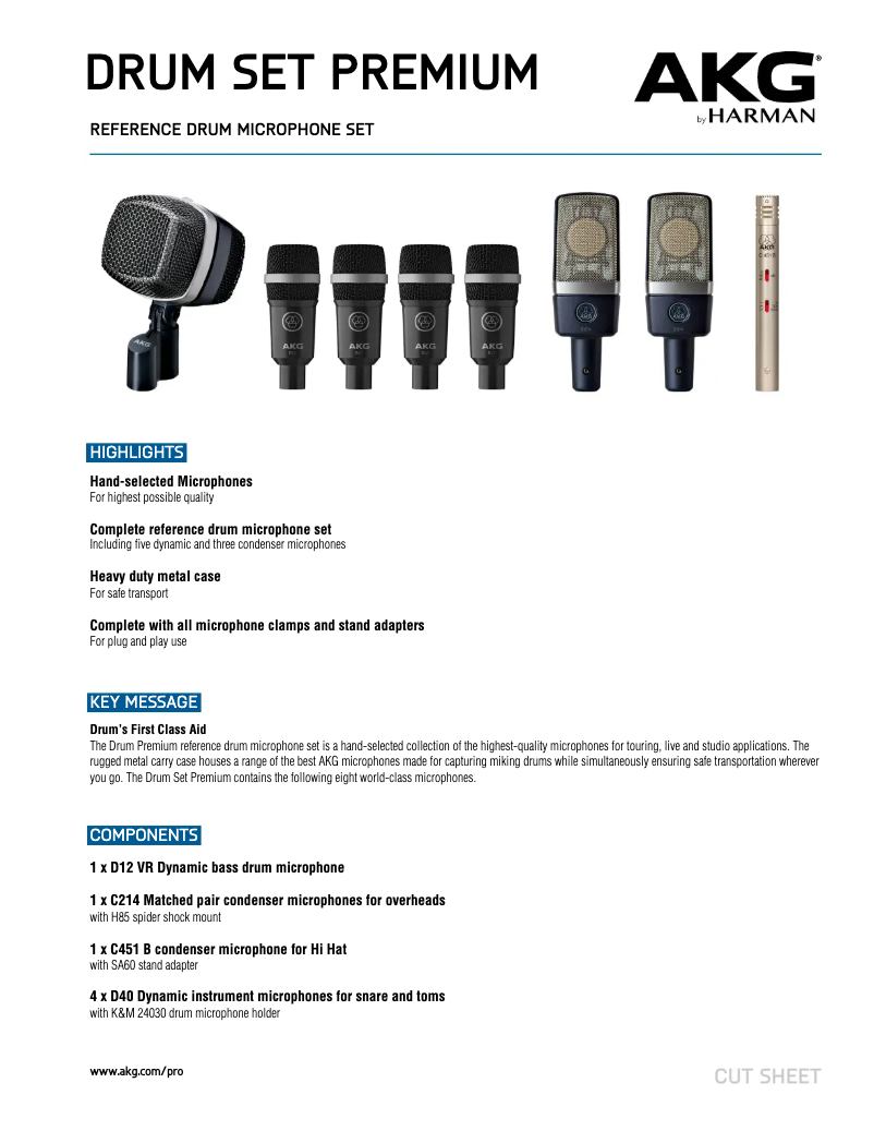 Page 1 de la notice Manuel utilisateur AKG Drum Set Premium