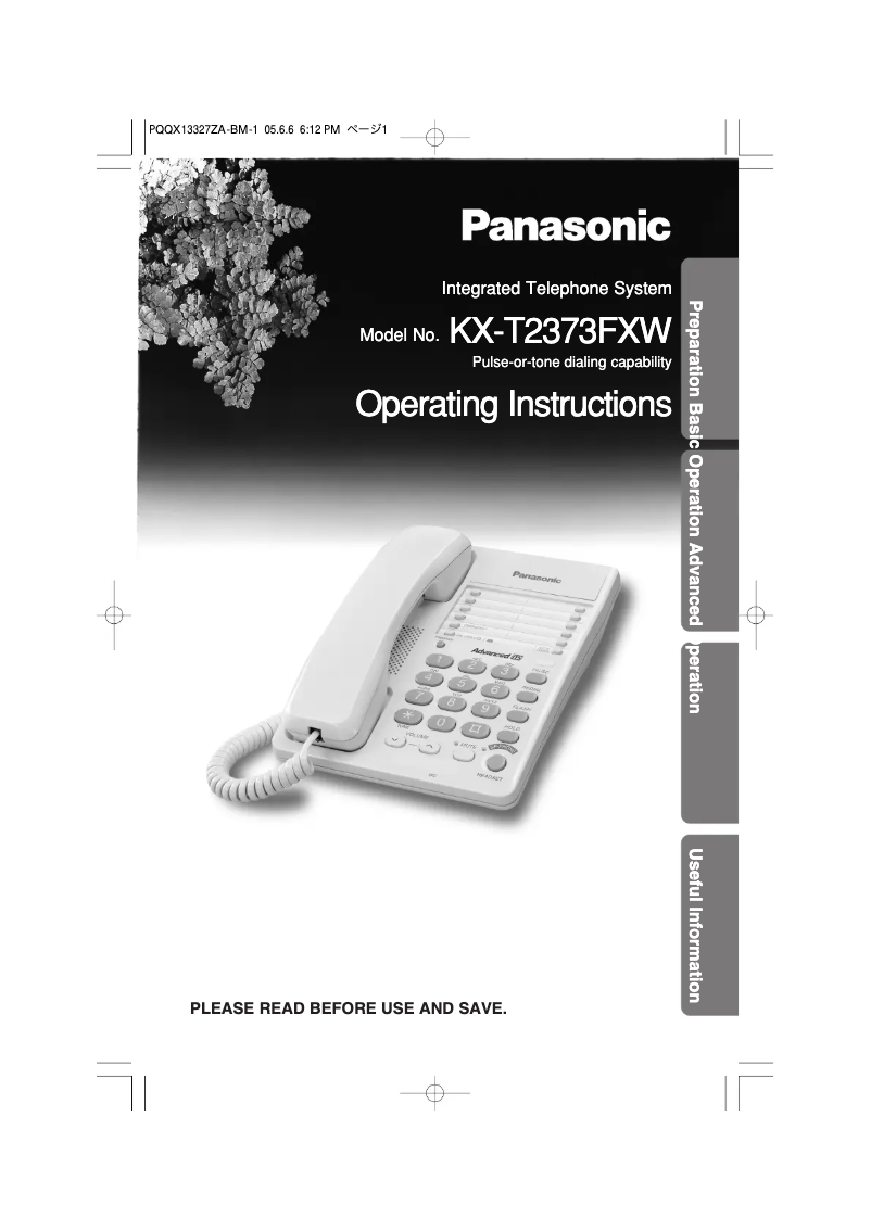 Page 1 de la notice Manuel utilisateur Panasonic KX-T2373FX
