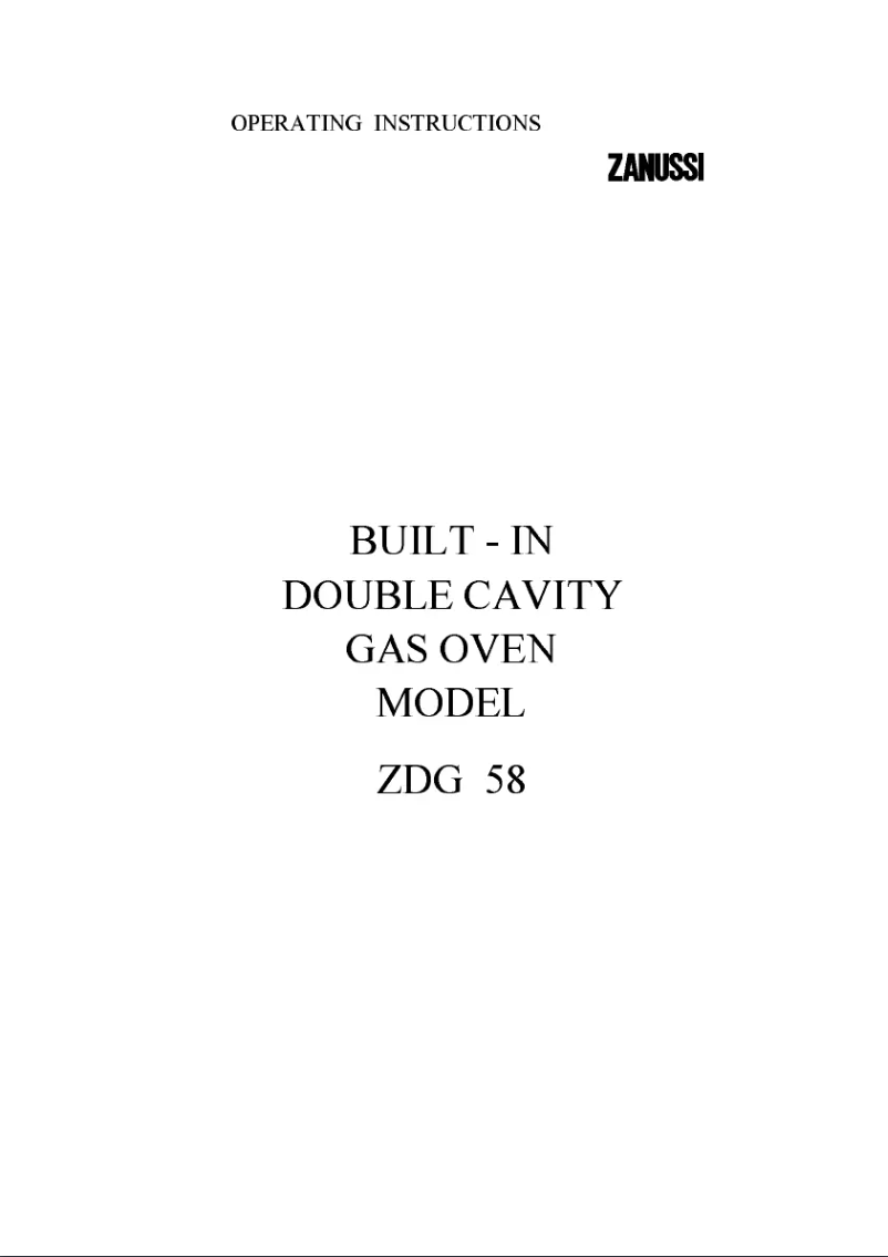 Page n°1 - Manuel utilisateur Zanussi ZDG58W