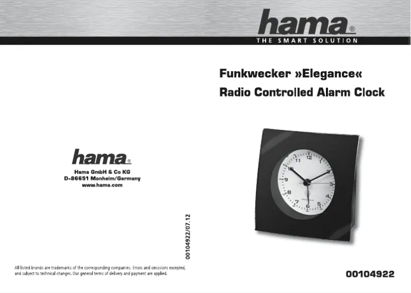 Página 1 del manual Manual de usuario Hama 104922 Elegance