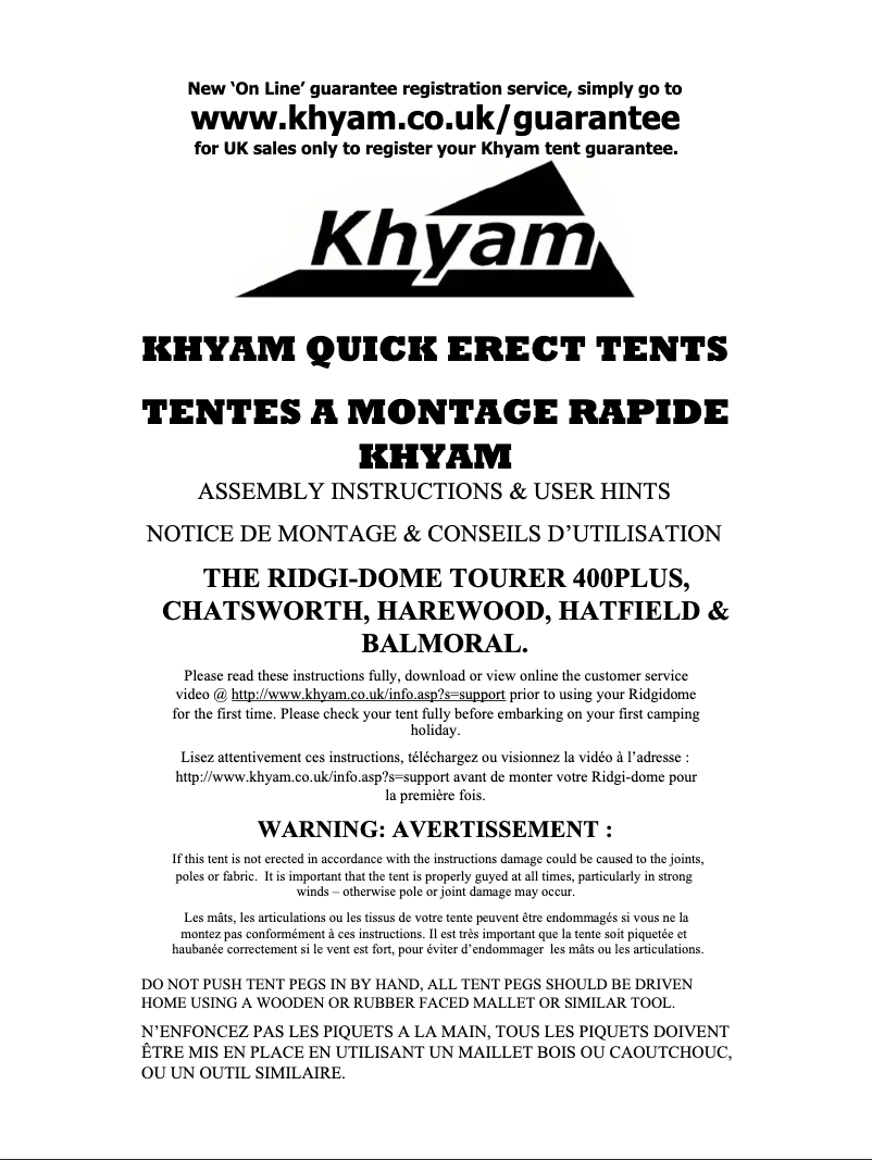 Página 1 del manual Manual de usuario Khyam Tourer 400 Plus