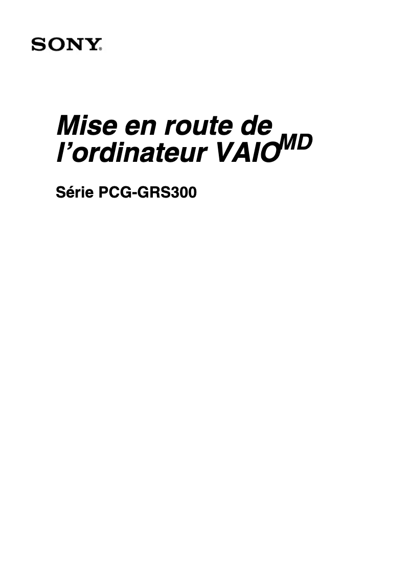 Page 1 de la notice Manuel utilisateur Sony Vaio PCG-GRS300