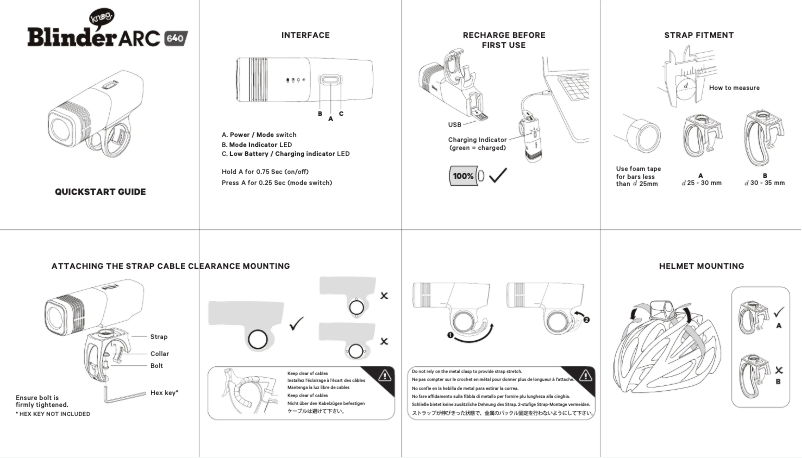 Page 1 de la notice Manuel utilisateur Knog Blinder Arc 640