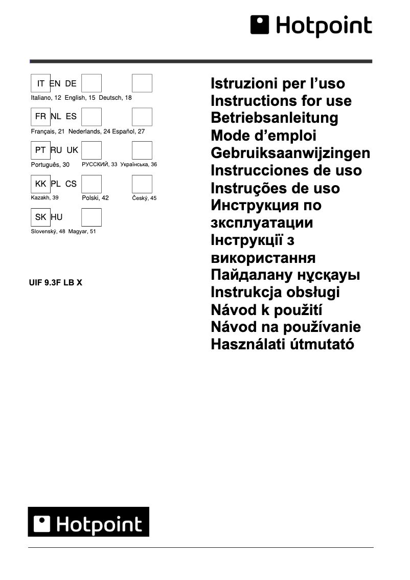 Page 1 of the manual User Manual Hotpoint UIF 9.3F LB X