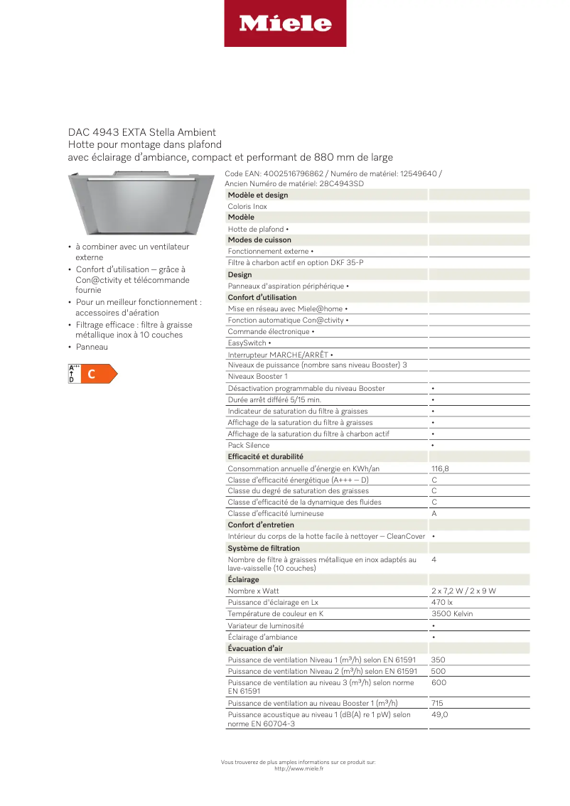 Image de la première page du manuel de l'appareil DAC 4943 EXTA Stella Ambient