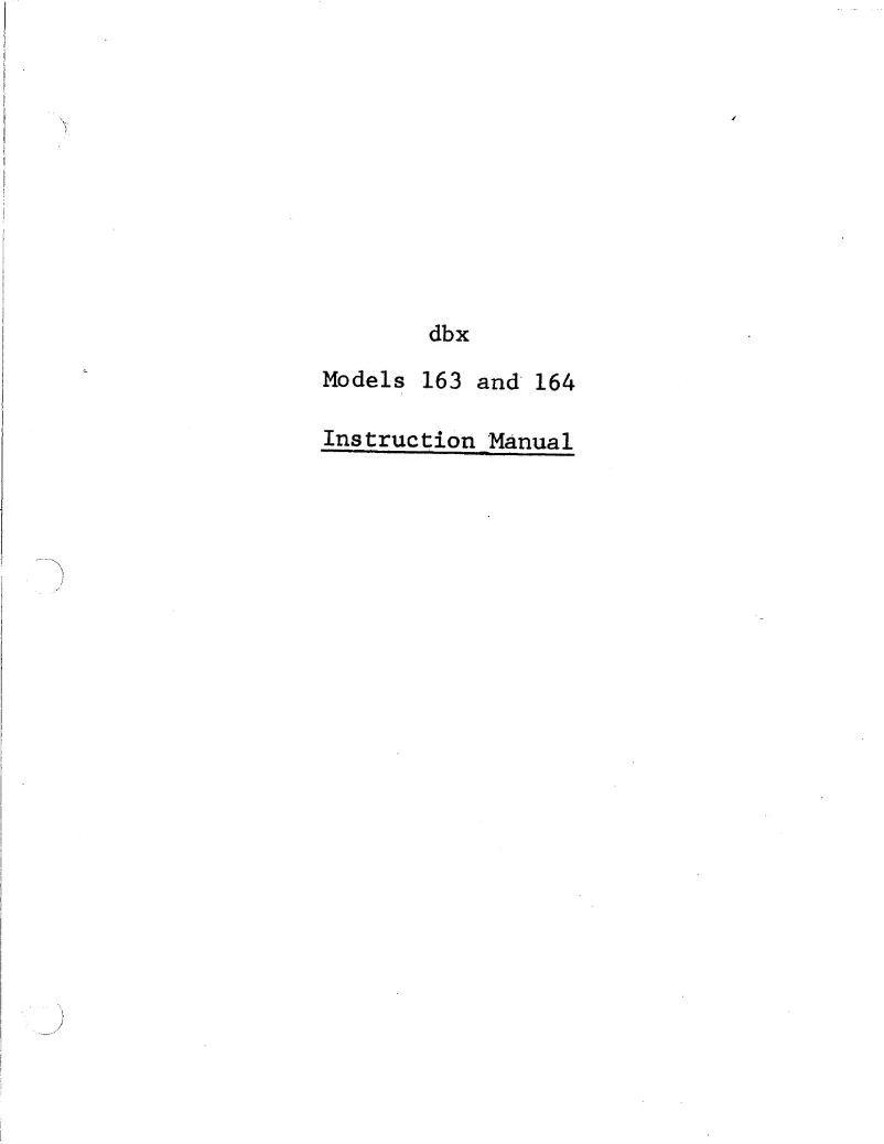 Page 1 de la notice Manuel utilisateur DBX 164