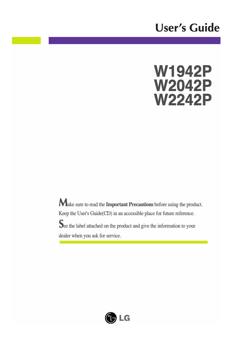 Page n°1 - Manuel utilisateur LG W1942P-SF