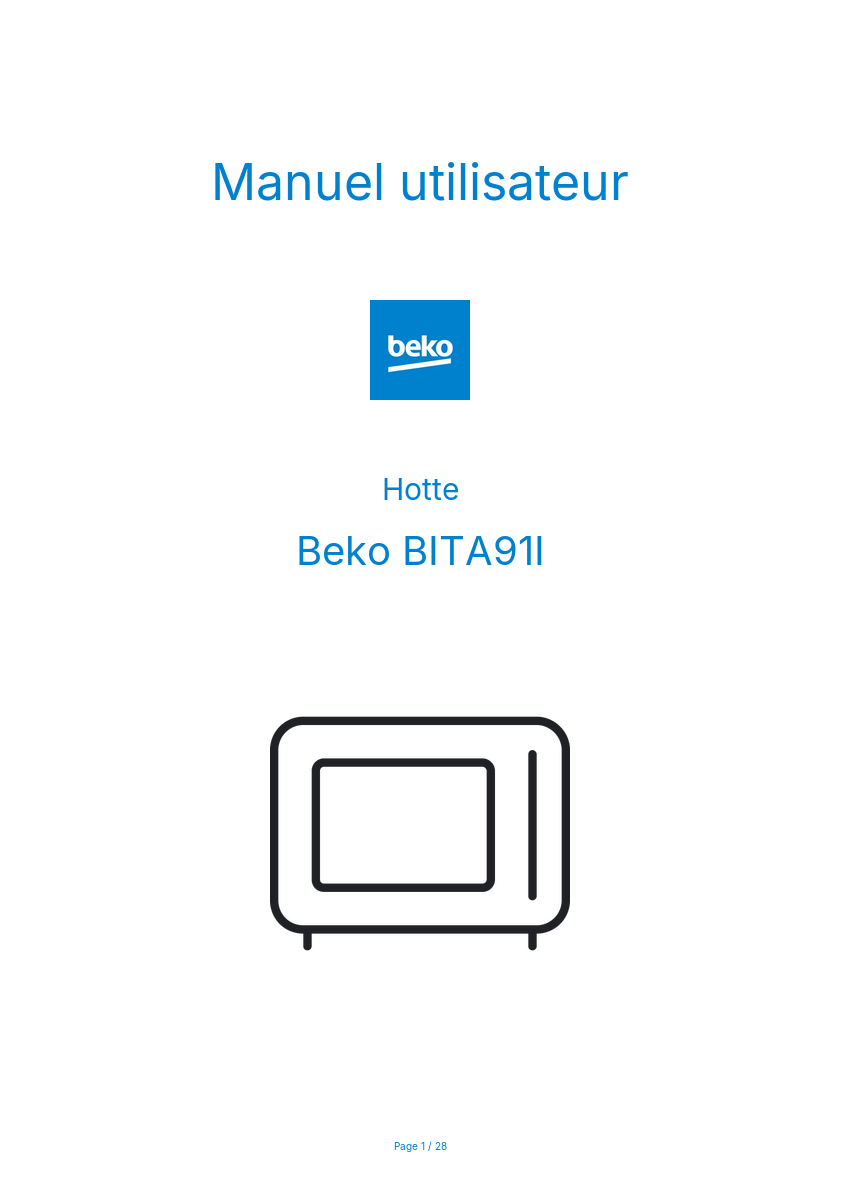 Image de la première page du manuel de l'appareil BITA91I