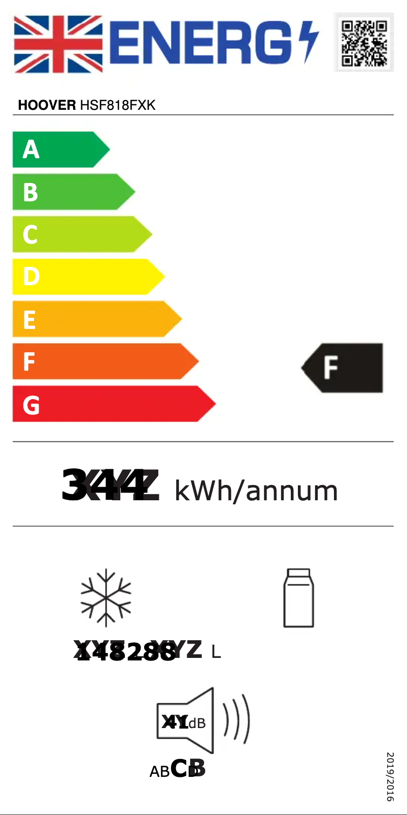 Page 1 de la notice Label énergétique Hoover HSF818FXK