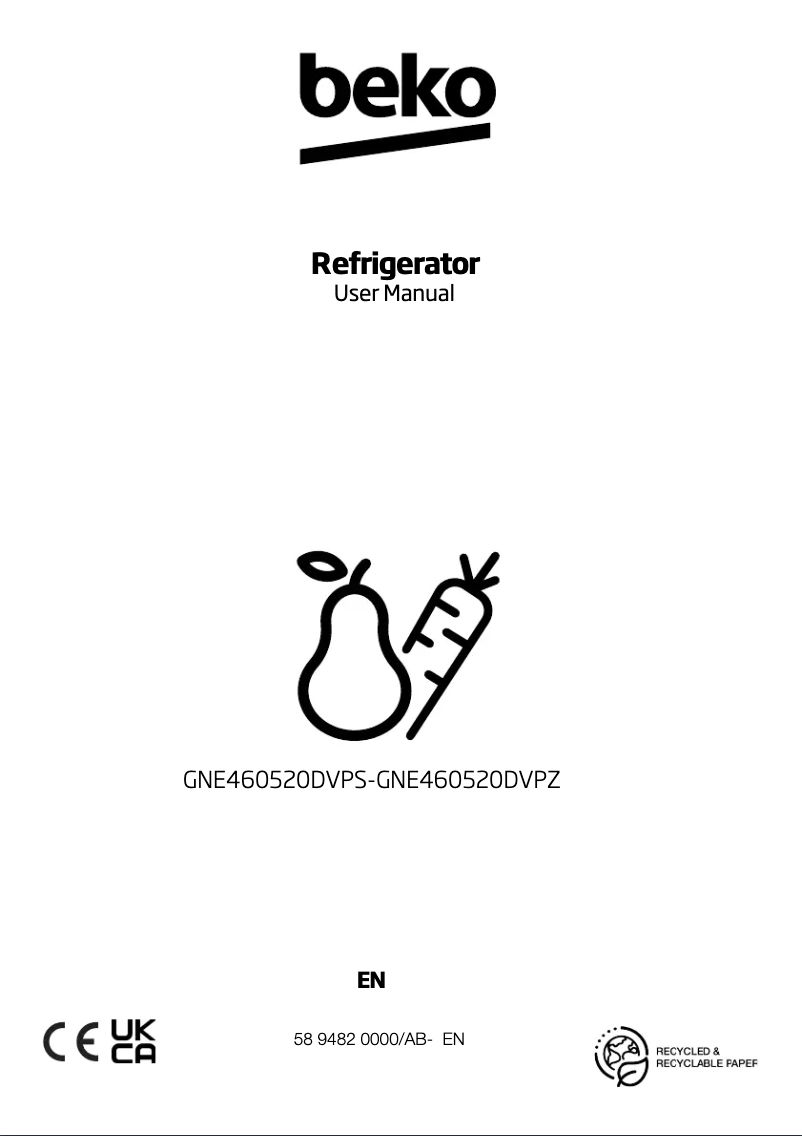 Page 1 de la notice Manuel utilisateur Beko GNE460520DVPZ