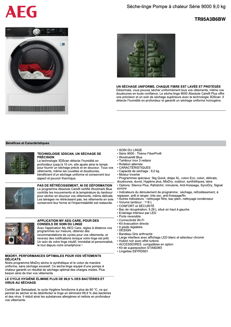 Image de la première page du manuel de l'appareil TR95A3B6BW