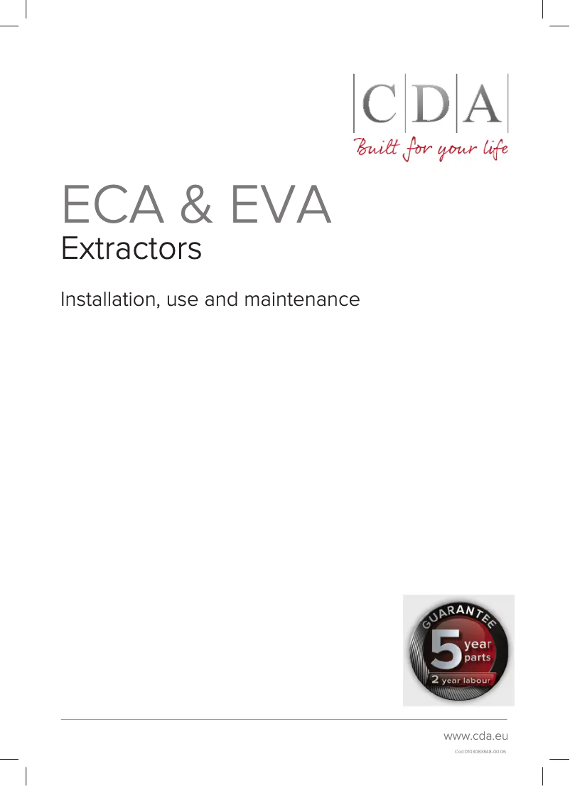 Page n°1 - Manuel utilisateur CDA EVA60BL