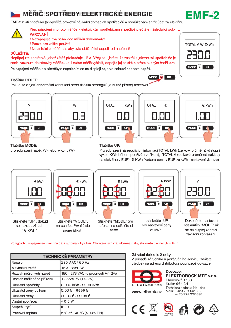 Page 1 de la notice Manuel utilisateur Elektrobock EMF-2