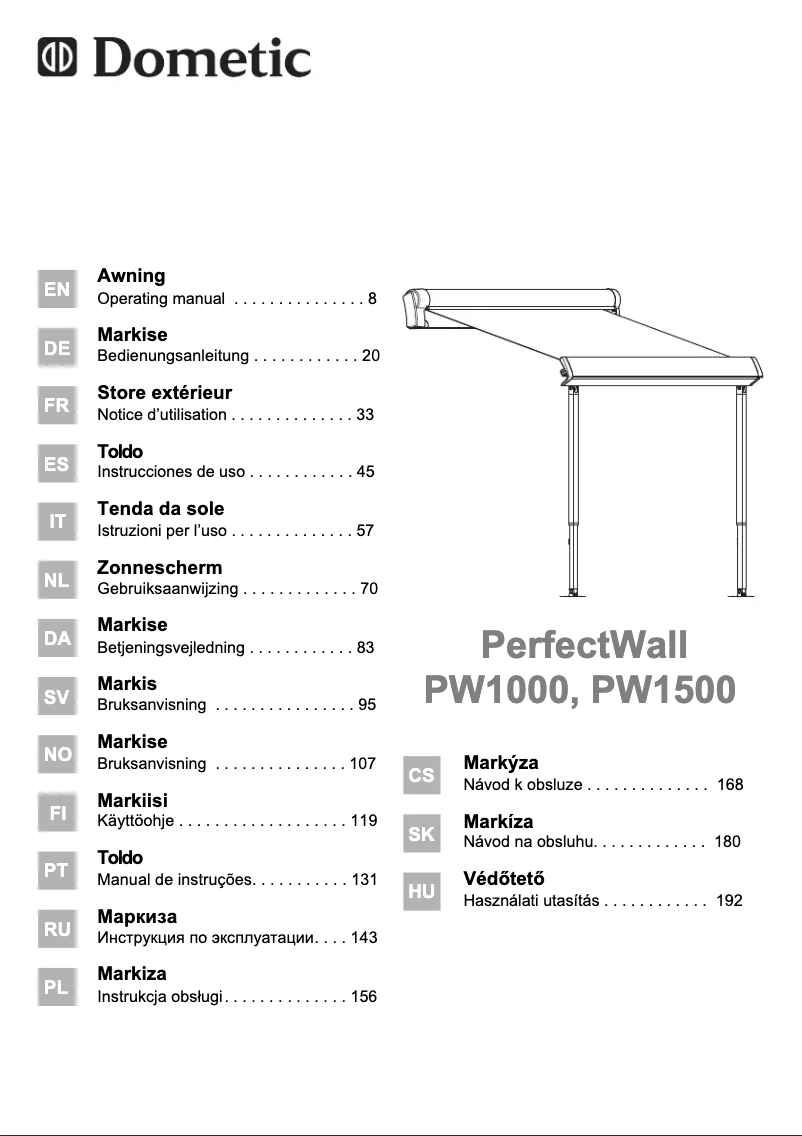 Page 1 de la notice Manuel utilisateur Dometic PerfectWall PW1000