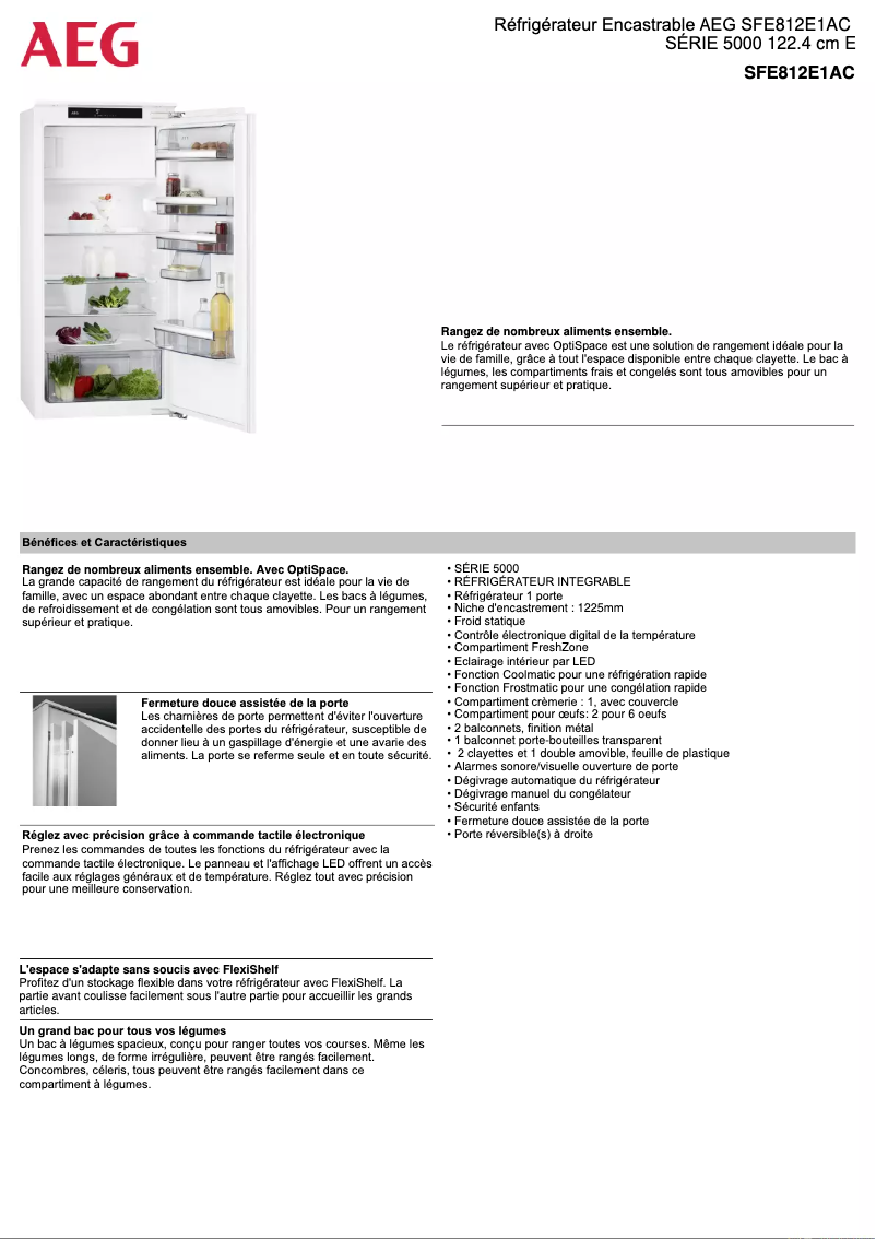 Image de la première page du manuel de l'appareil SFE812E1AC